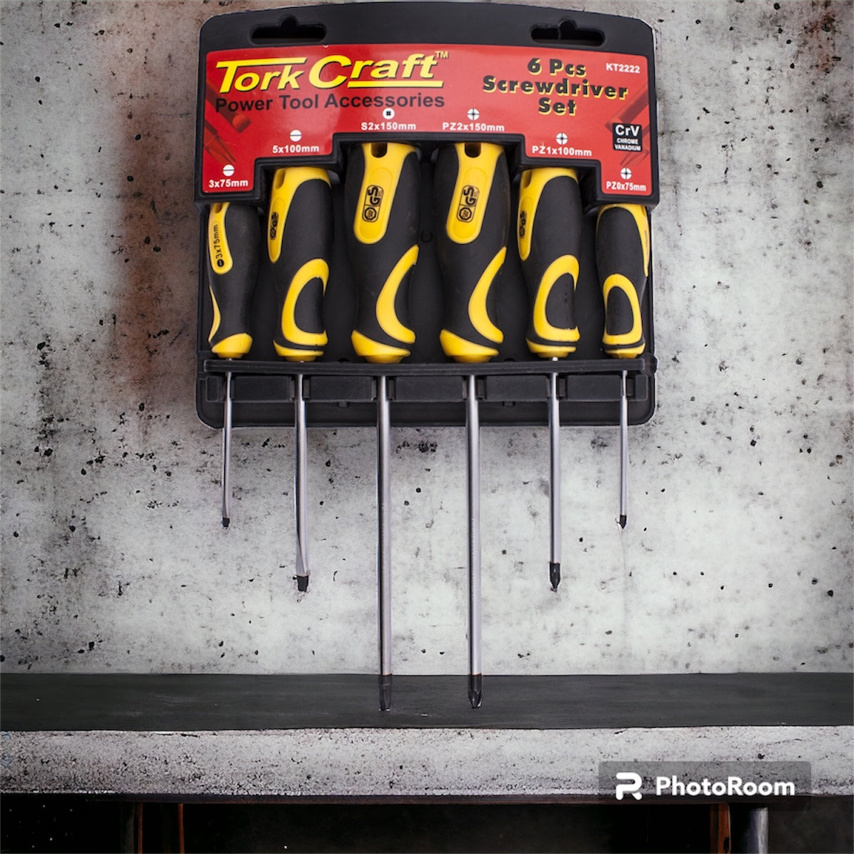 6pc Screwdriver Set With Wall Mountable Rack