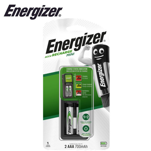 Energizer Mini Charger With Status Indicator AA & AAA + 2 AA Batteries