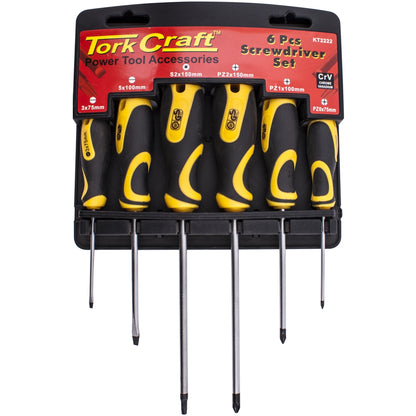 6pc Screwdriver Set With Wall Mountable Rack