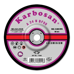 Karbosan Aluminium Grinding Disc, Depressed Centre, Type 27 - 115mm x 6.4mm x 22mm