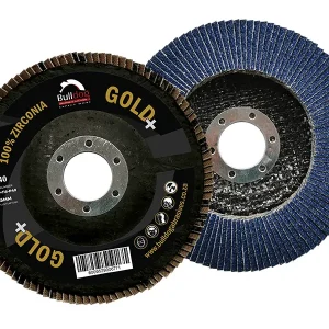 Bulldog Gold + (Plus) Zirconia Flap Disc, Angled, 115mmx22mm