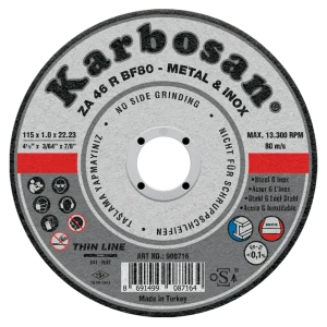 Karbosan Inox Plus Thin-Line Cutting Disc, Flat, Type 41 - 115mm x 1mm x 22mm