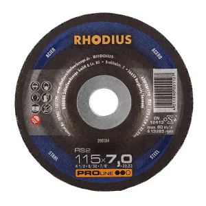 Rhodius RS2 Mild Steel Grinding Disc, Depressed Centre, Type 27